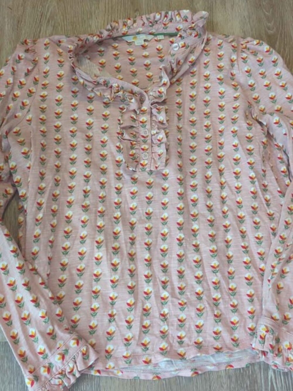 Boden Ruffle Neck Long Sleeve Top women's size 10